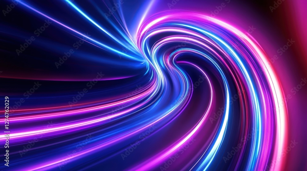 Aufkleber a vibrant swirl of neon lights featuring shades of blue and pink, creating a dynamic and futuristic 