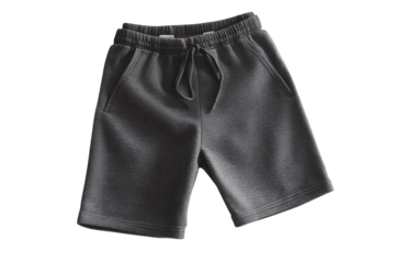 Comfortable black shorts ideal for casual outings and lounging throughout the year isolated on transparent background
