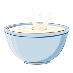 Illustration of a milk bowl, perfect for breakfast, dairy-related content, or family-friendly visuals.