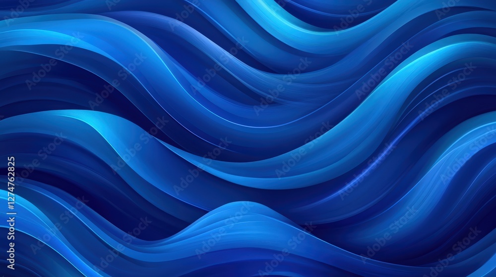 Poster a vibrant wave pattern in various shades of blue, creating a dynamic and fluid aesthetic. perfect fo