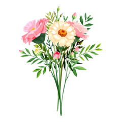 Fototapeta premium Illustration of a soft pink carnation bouquet, perfect for wedding themes, greeting cards, or elegant event branding.