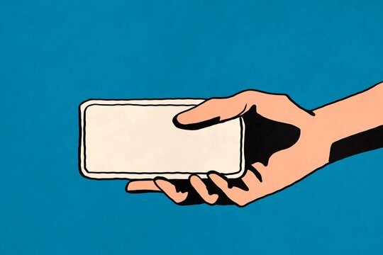 Hand Holding Ticket on Blue Background Illustration