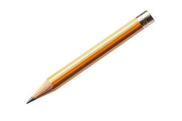 A sharpened yellow pencil sits at an angle on a clean white surface, ready for creativity isolated on transparent background