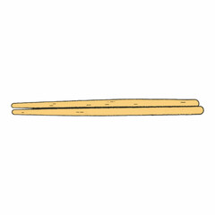 Illustration art of pair of plain wooden chopsticks without any carvings or design, simply placed against a white background. Ideal for culinary blogs or Asian-inspired aesthetics.