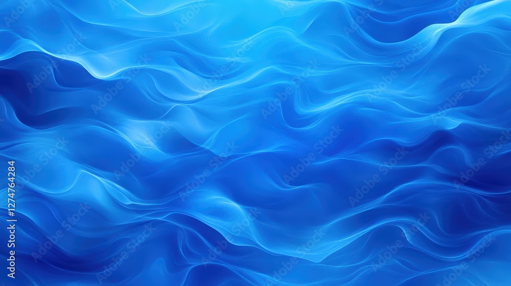 Poster a mesmerizing abstract background featuring flowing waves of blue hues, creating a calming effect. i