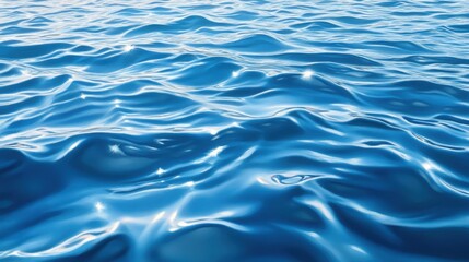 Sunlit gentle waves on a shimmering blue ocean surface