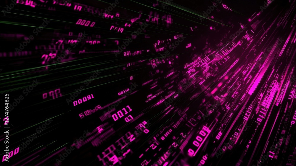 Aufkleber a mesmerizing abstract representation of digital data flow, featuring vibrant pink tones and streami