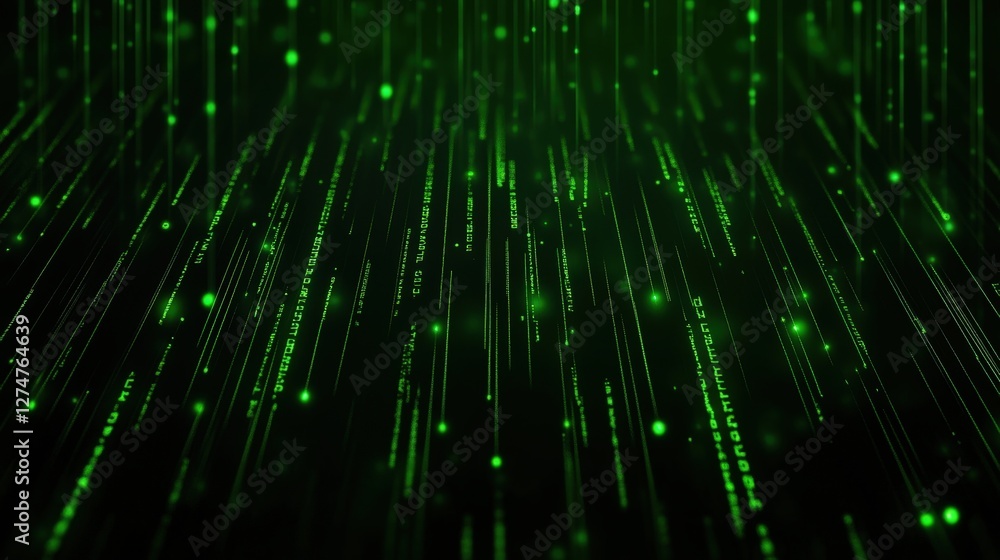 Aufkleber a mesmerizing abstract representation of digital data streams in vibrant green colors, symbolizing c