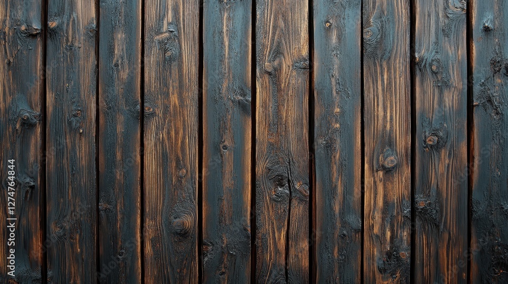 Poster rustic wooden planks with dark texture and natural patterns in vertical alignment
