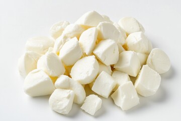 A pile of fresh grated parmesan cheese with a grainy texture.