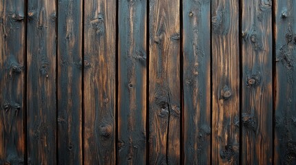 Fototapeta premium Rustic wooden planks with dark texture and natural patterns in vertical alignment