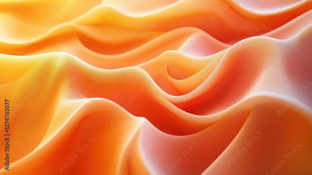 Poster vibrant orange and yellow fabric waves creating a flowing abstract texture