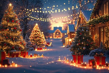 Nostalgic Christmas Scene Radiating Warmth and Joyful Celebration