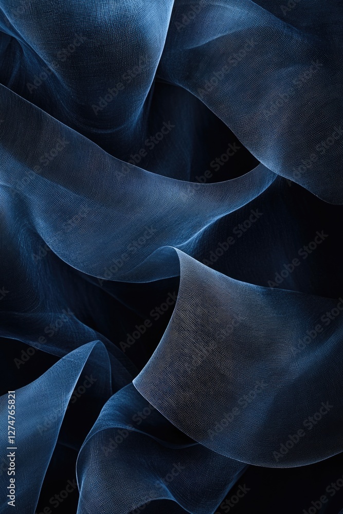 Poster abstract digital waveform with swirling patterns in blue and gray tones. background or design elemen