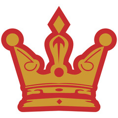 Gold crown with a red outline suitable for royal and luxurious branding, event invitations, greeting cards, or awards designs. Luxurious and royal design element.