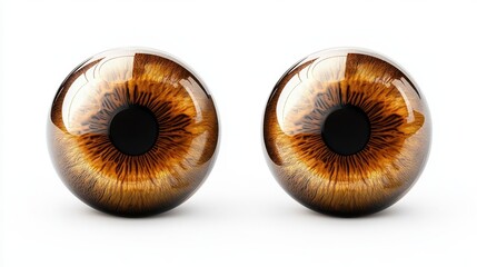 Detailed close-up of two brown human eyeballs with vibrant iris patterns