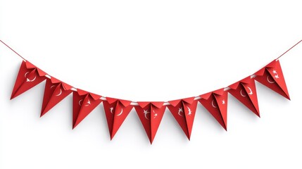 Obraz premium Turkish national day bunting with red flags and crescent stars hanging