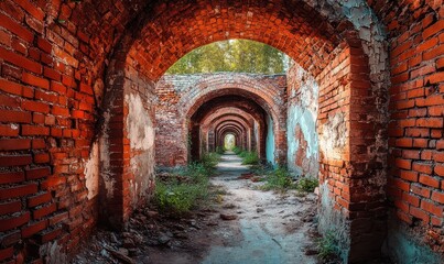 Obraz premium Old red brick wall background, wide panorama of masonry