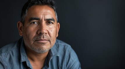 Portrait of a serious hispanic immigrant man / Latino immigrant / Migrant
