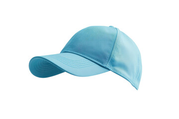 A vibrant blue cap with a unique texture floats gracefully against a minimalist backdrop isolated on transparent background