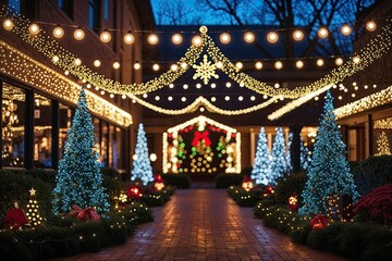 Fototapeta premium Radiant Holiday Light Show Celebrating Festive Spirit and Joyful Decorations