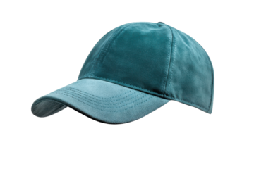 A stylish turquoise cap resting on a pristine surface, ready for sunny adventures ahead isolated on transparent background