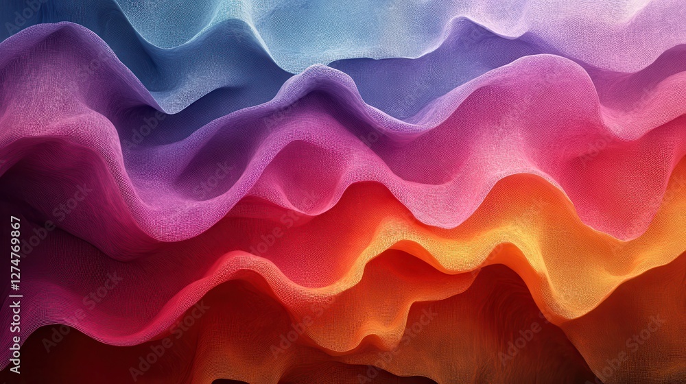 Aufkleber colorful abstract waves of fabric-like textures in gradient hues and flowing patterns