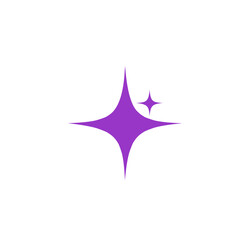 Two purple stars icon with four light corners. Vector illustration