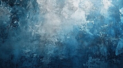 Fototapeta premium Blue and white abstract textured wall with rough brush strokes and blurred patterns