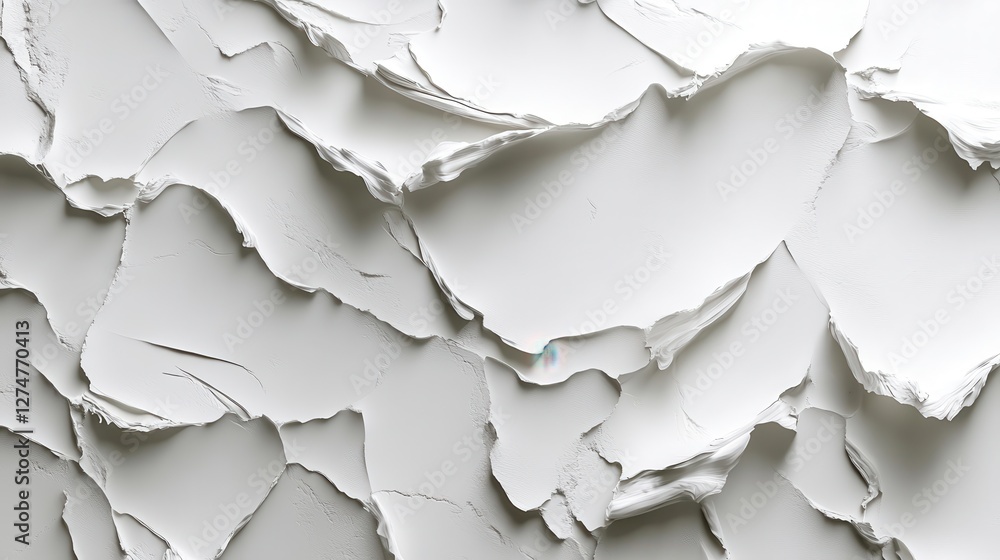 Poster abstract white textured surface with layered plaster patterns and rough edges