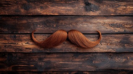 Curled mustache on rustic wooden surface