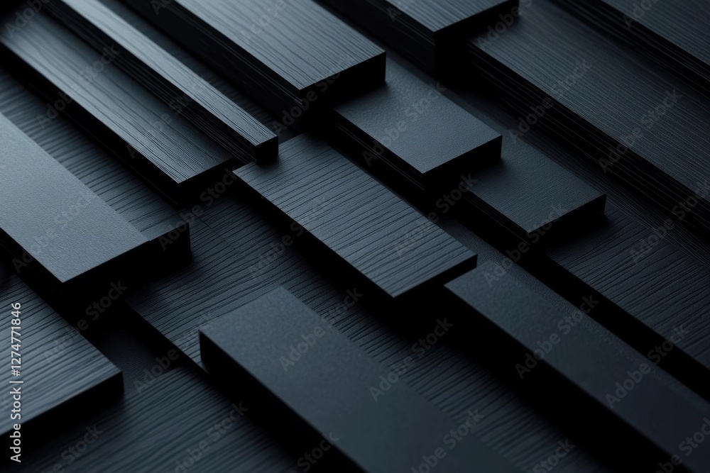 Poster dark wood blocks form abstract geometric pattern, modern design element