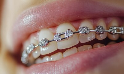 Close-Up of Orthodontic Devices on Teeth