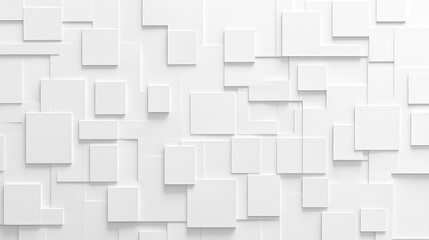 Abstract Digital Tiles: A modern and clean visual of a wall of white 3D tiles, their varying sizes and arrangements creating a dynamic surface.