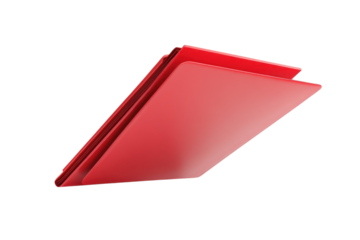 A vibrant red folder floats in a bright, minimal space, showcasing organization isolated on transparent background
