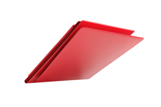 A vibrant red folder floats in a bright, minimal space, showcasing organization isolated on transparent background