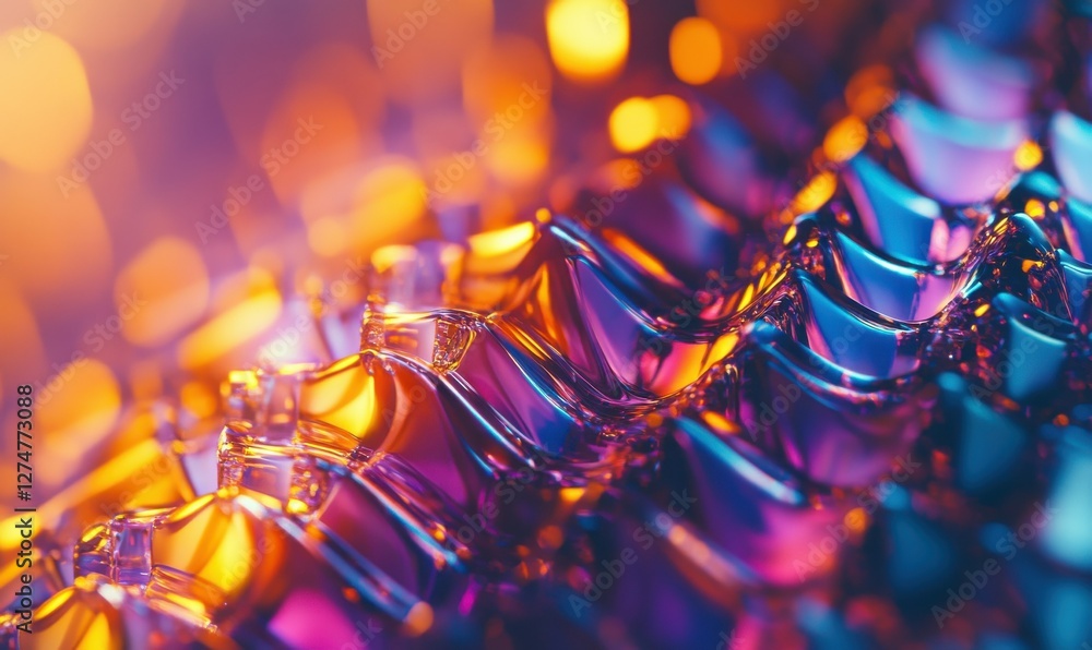 Aufkleber abstract macro shot of glass beads arranged in a colorful pattern, vibrant reflections adding depth.