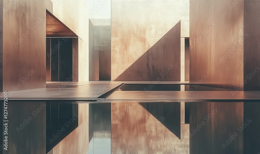 Aufkleber abstract metallic surface with polished texture and soft reflections, clean minimalist design with c
