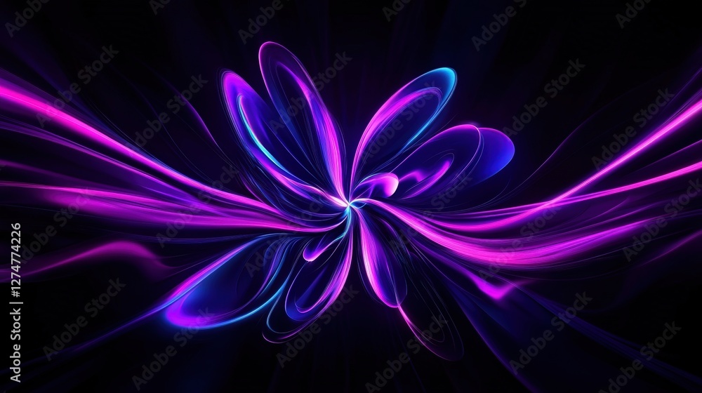 Poster a stunning abstract design featuring vibrant purple and blue flowing lines, creating a captivating v