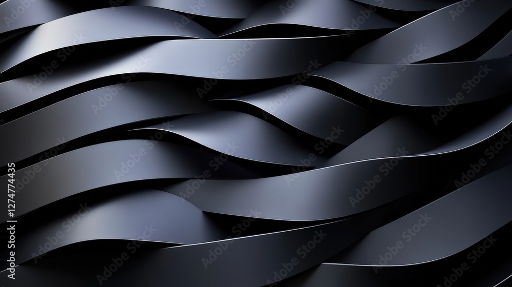Poster a stunning abstract image featuring flowing black waves that create a sense of depth and movement. p