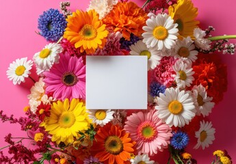 Colorful Flower Arrangement with Blank Space for Your Design Needs