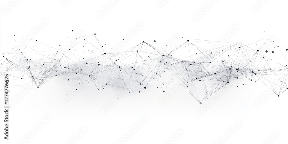 Poster abstract network of connected dots and lines on white background