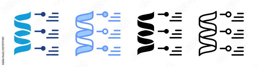 Poster protein structure icon set multiple style collection