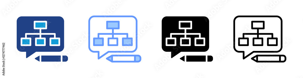 Aufkleber structural annotation icon set multiple style collection