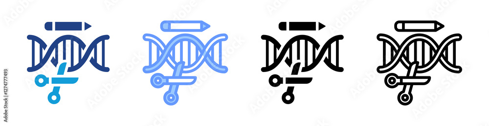 Poster Genome Editing icon set multiple style collection
