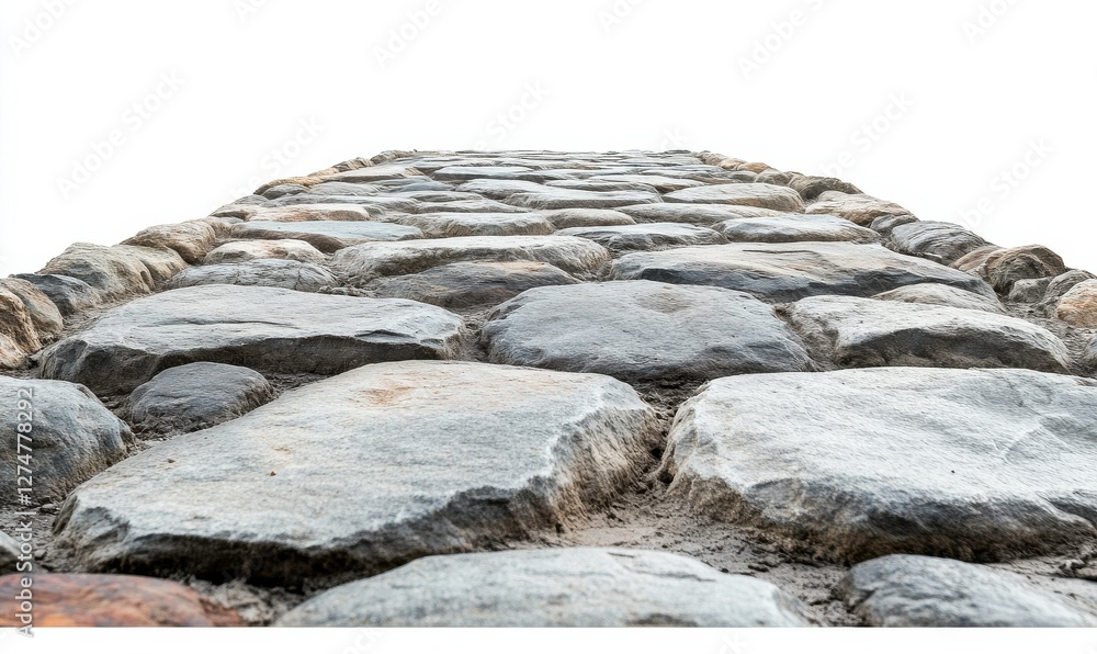Aufkleber the white background highlights a path paved with gray and brown stones, creating a sense of perspec