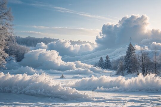 Winter Nostalgia Scenic Snow Drifts and Peaceful Landscape - Powered by Adobe
