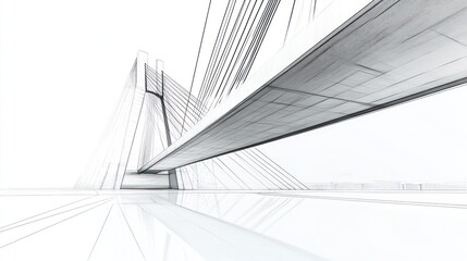 Obraz premium Cable-stayed bridge design, city reflection