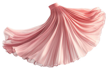 A flowing pink skirt twirling gracefully, showcasing elegance and movement in fashion design isolated on transparent background