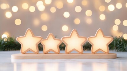Glowing Wooden Star Lights Festive Christmas Decor